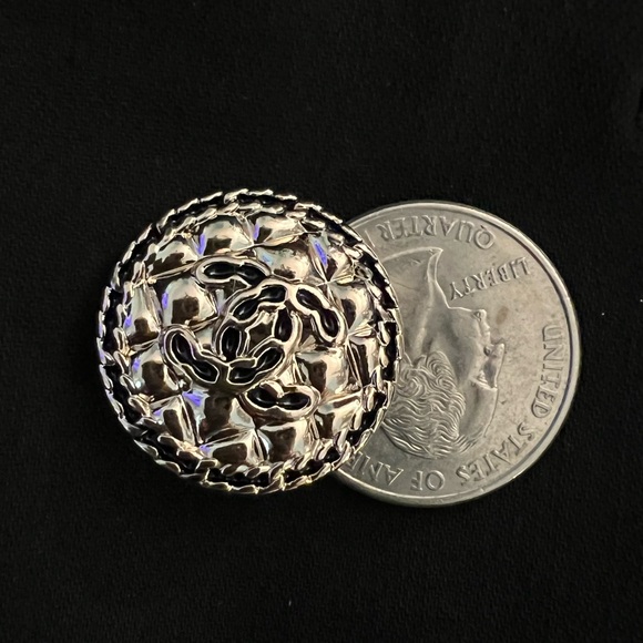 Set of 6 CC Chanel style replacement buttons/brush silver alloy/Black na… - Picture 2 of 8